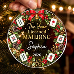 Custom Mahjong Acrylic Ornament - Personalized Christmas Birthday Gifts For Mahjong Players, Mom, Dad, Brother, Sister - Merry Game Vibes All Season