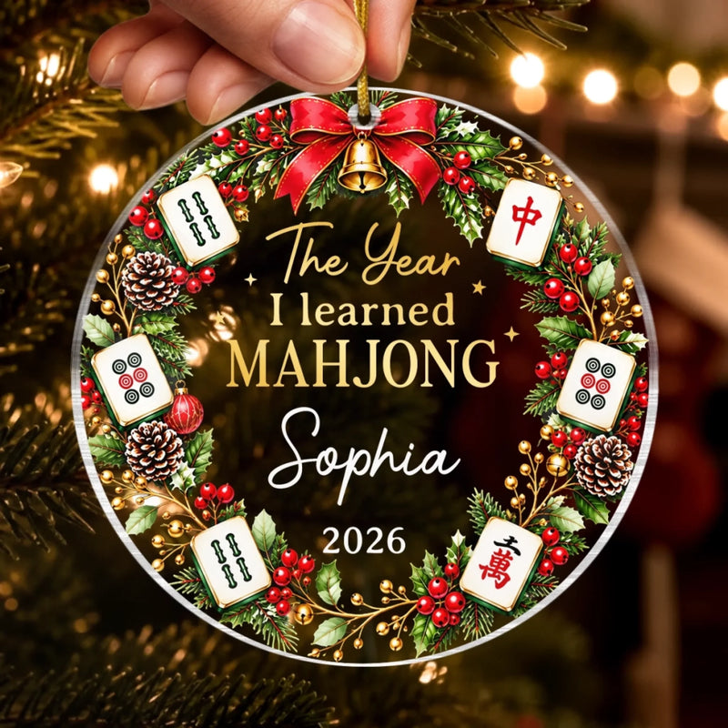 Custom Mahjong Acrylic Ornament - Personalized Christmas Birthday Gifts For Mahjong Players, Mom, Dad, Brother, Sister - Merry Game Vibes All Season