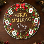 Custom Mahjong Acrylic Ornament - Personalized Christmas Birthday Gifts For Mahjong Players, Mom, Dad, Brother, Sister - Merry Game Vibes All Season