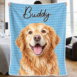 Custom Photo Crochet Effect Blanket - Personalized Birthday Gifts 
For Dog Cat Lovers, Dog Dad And Mom, Cat Owners - My Warmest Little Friend