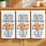 Custom Kitchen Towel - Personalized Birthday Gifts For Sourdough Bakers, Bread Bakers - Born To Bake Sourdough Bread