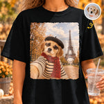 Custom Photo Funny Dog Selfie in Paris
Comfort T-Shirt - Personalized Birthday Gifts For Dog Cat Lovers, Dog Dad And Mom, Cat Owners - Parisian Vibes With My Pup