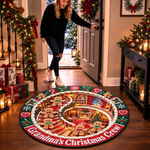 Custom Family Name Christmas Gingerbread Gifts - Personalized Quilted Round Mat