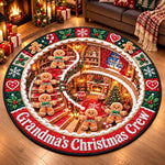 Custom Family Name Christmas Gingerbread Gifts - Personalized Quilted Round Mat