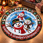 Custom Personalized Family Christmas Snowman Gifts - Quilted Round Mat