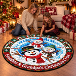 Custom Personalized Family Christmas Snowman Gifts - Quilted Round Mat