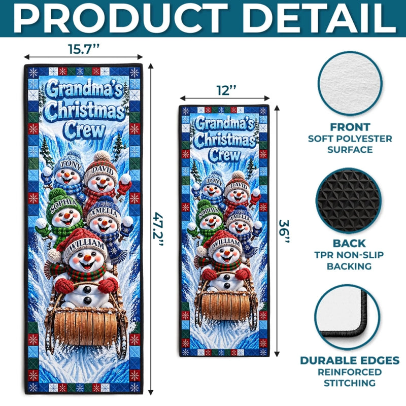 Custom Snowman Runner Rug - Personalized Christmas Birthday Gifts For Grandma, Grandpa - The Merriest Journey Of All