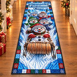 Custom Snowman Runner Rug - Personalized Christmas Birthday Gifts For Grandma, Grandpa - The Merriest Journey Of All