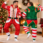 Custom Funny Christmas Santa and Elf Matching Outfit - Personalized Adult Onesie
