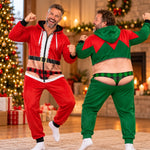 Custom Funny Christmas Santa and Elf Outfit - Personalized Adult Onesie
