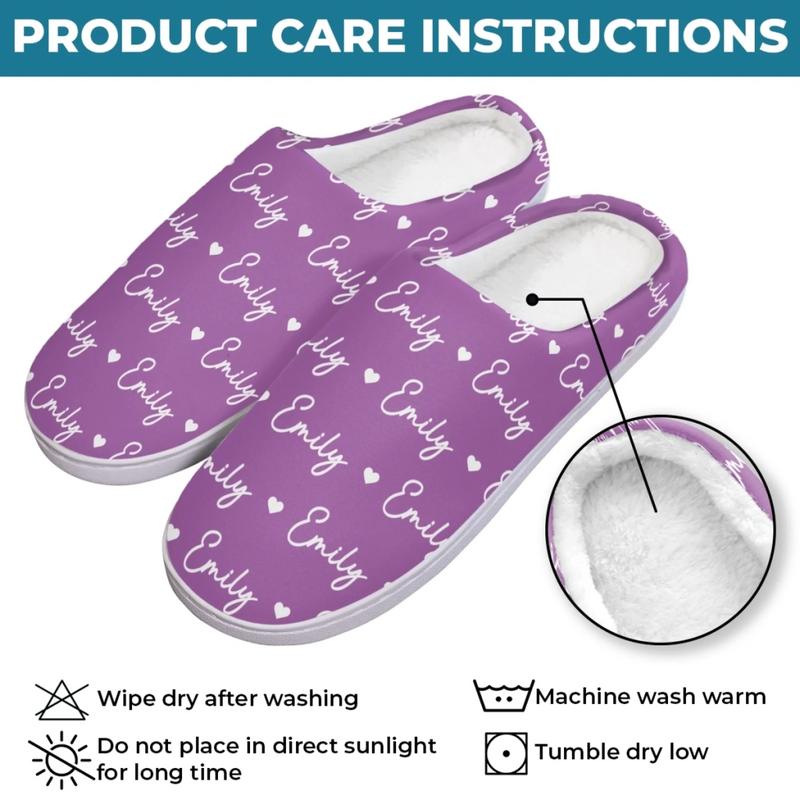 Custom Name Heart Slippers - Personalized Slippers Gifts For Women