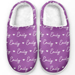 Custom Name Heart Slippers - Personalized Slippers Gifts For Women