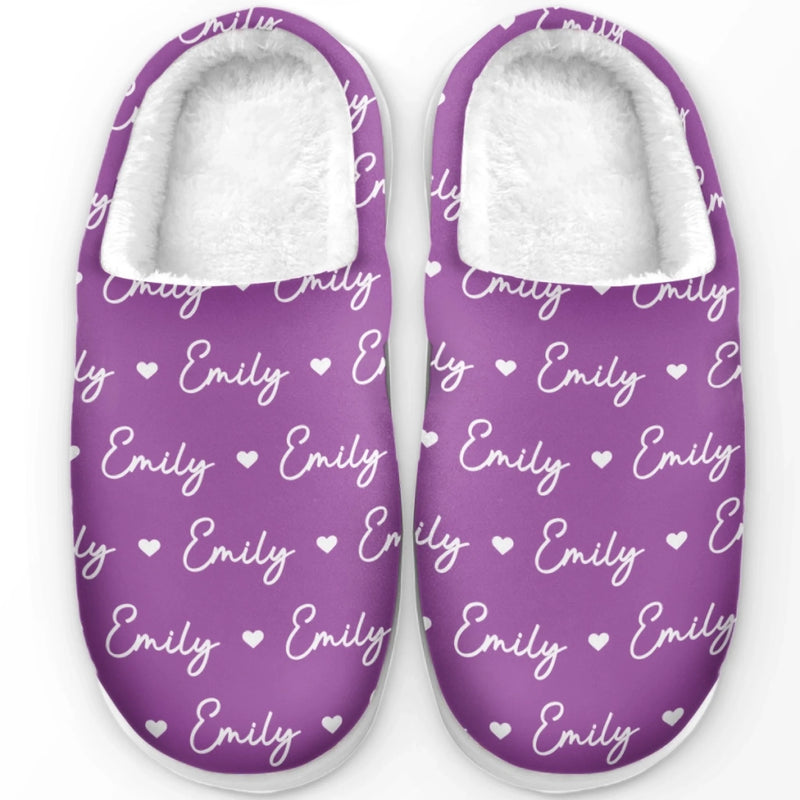 Custom Name Heart Slippers - Personalized Slippers Gifts For Women