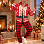 Custom Funny Christmas Santa and Elf Holiday Party Outfit - Personalized Adult Onesie