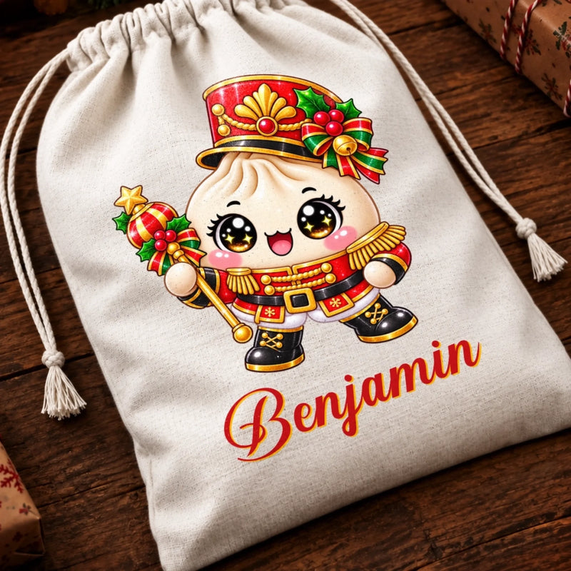 Custom Christmas Dumpling Squishy Gifts - Personalized Drawstring Gift Bag