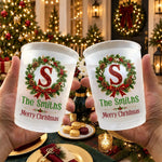 Custom Monogram Christmas Wreath Family Gifts - Personalized Plastic Cups