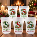 Custom Christmas Monogram Family Gifts - Personalized Plastic Cups