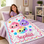 Custom Kawaii Dumpling Squishy Name Gifts for Girls - Personalized Blanket