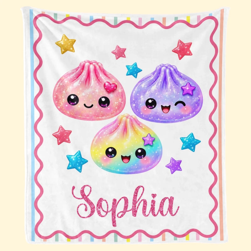 Custom Kawaii Dumpling Squishy Name Gifts for Girls - Personalized Blanket