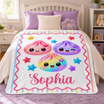 Custom Kawaii Dumpling Squishy Name Gifts for Girls - Personalized Blanket