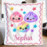 Custom Kawaii Dumpling Squishy Name Gifts for Girls - Personalized Blanket
