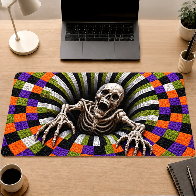 Custom Halloween Skeleton Desk Decor - Personalized Desk Mat