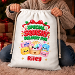 Custom Dumpling Squishy Merry Squishmas Gifts for Kids - Personalized Drawstring Gift Bag