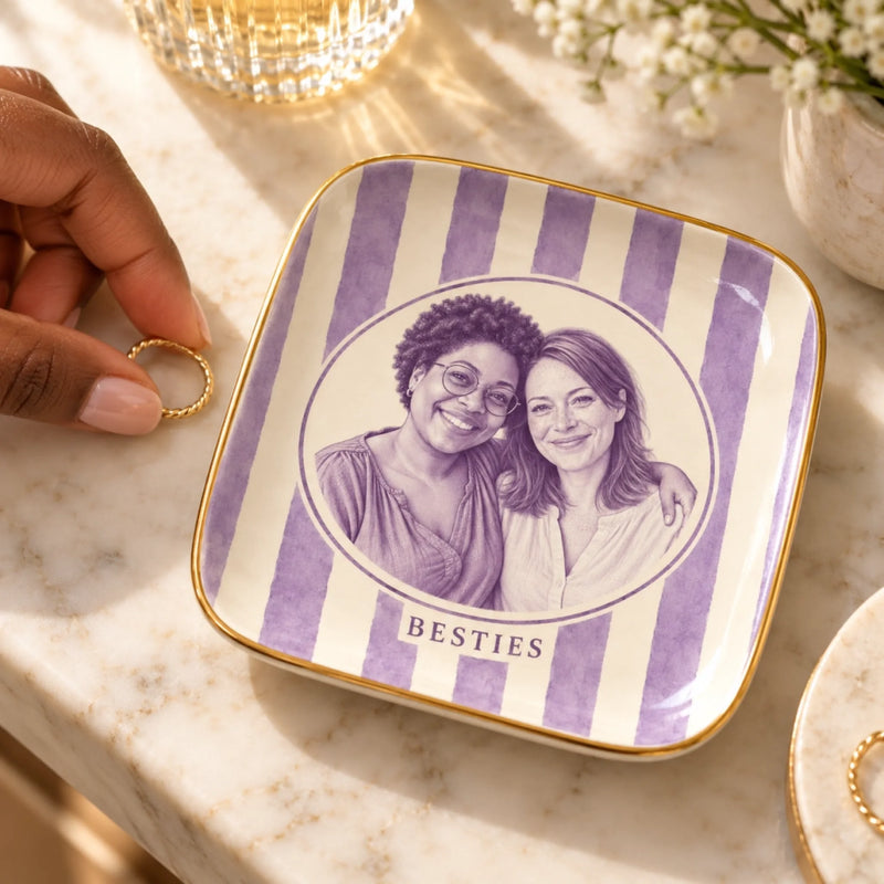 Custom Photo Jewelry Dish - Personalized Birthday Gifts For Wife, Daughter, Besties, Sisters - A Love Like No Other