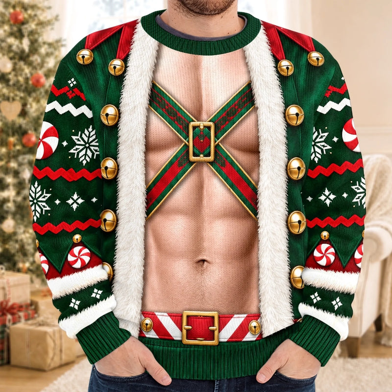 Custom His and Hers Holiday Outfit Christmas Gifts for Couples - Personalized Ugly Sweatshirt