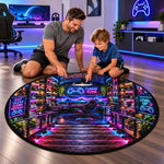 Custom Gamer Game Room Decor - Personalized Quilted Round Mat