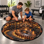 Custom Home Gym Decor - Personalized Quilted Round Mat