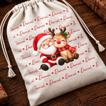 Custom Christmas Characters And Name Gifts - Personalized Drawstring Gift Bag