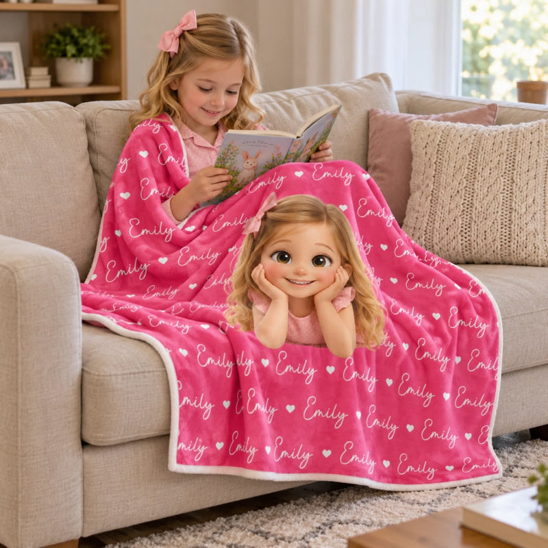 Custom Photo Kids Name Gifts - Personalized Blanket