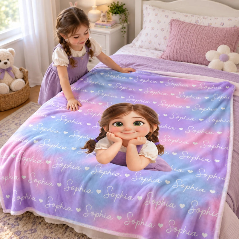 Custom Photo Kids Name Gifts - Personalized Blanket