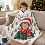 Custom Photo Christmas Name Kids Gifts - Personalized Blanket