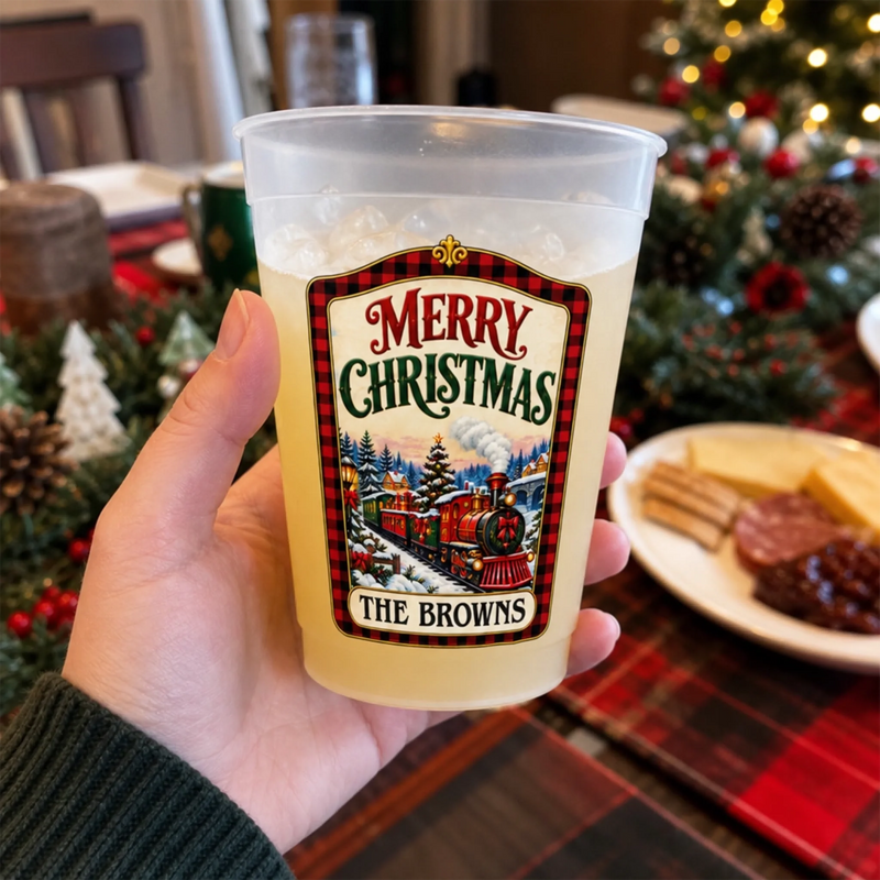 Custom Merry Christmas Family Gifts - Personalized Plastic Cups