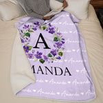 Custom Floral Monogram Name Gifts for Her - Personalized Blanket