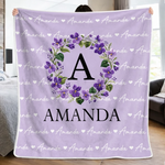 Custom Floral Monogram Name Gifts for Her - Personalized Blanket