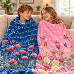 Custom Name Butterfly Floral Kids Gifts - Personalized Blanket