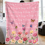 Custom Name Butterfly Floral Kids Gifts - Personalized Blanket