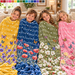 Custom Name Butterfly Floral Kids Gifts - Personalized Blanket
