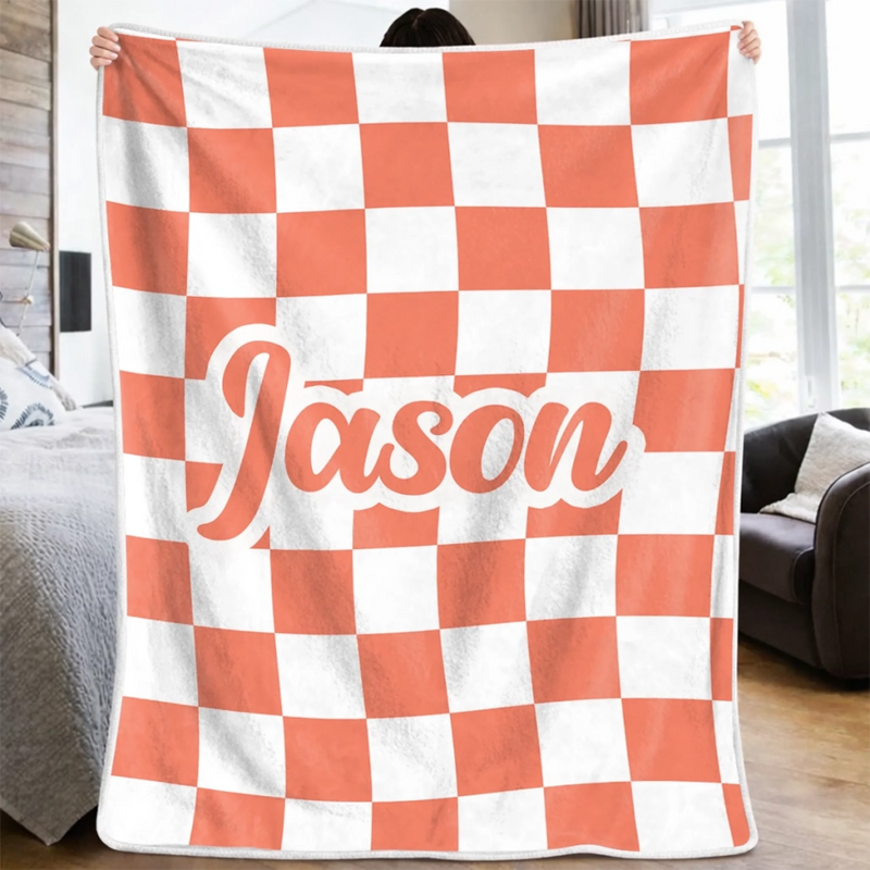 Custom Checkerboard Name Gifts for Kids - Personalized Blanket