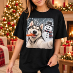 Custom Photo Funny Dog Christmas Selfie Gifts - Personalized Comfort T-Shirt