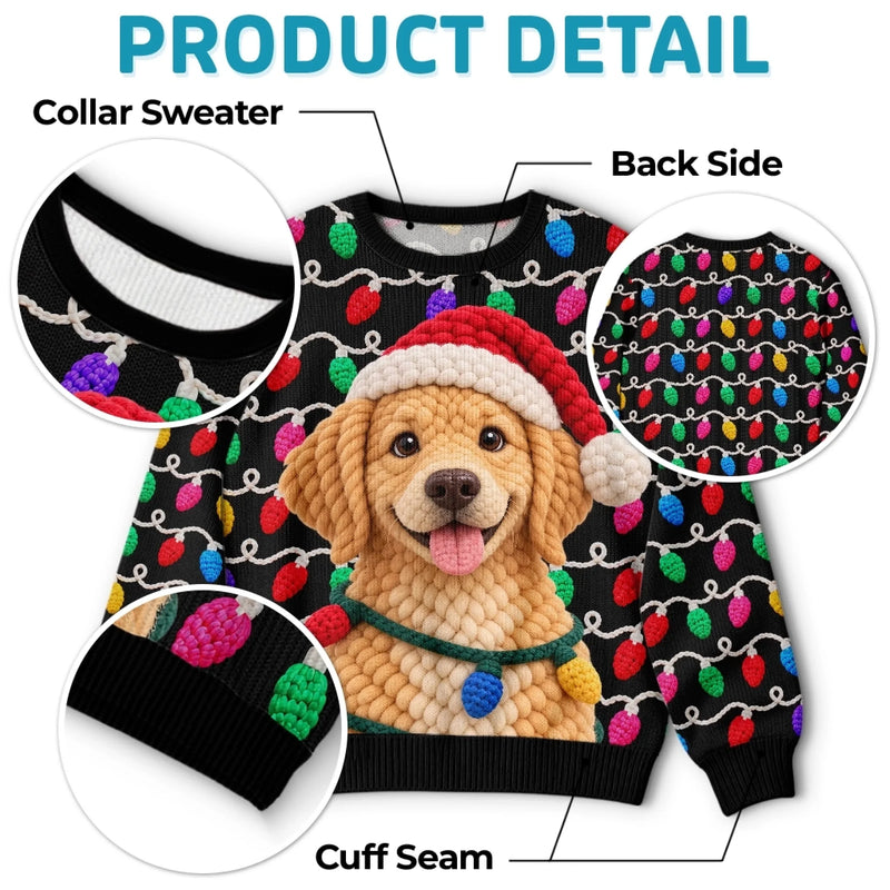 Custom Photo Crochet Pet Christmas Gifts For Dog And Cat Lovers - Personalized Ugly Sweatshirt
