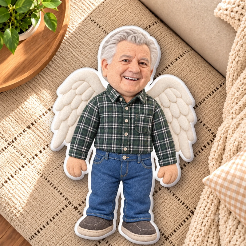 Custom Photo Angel Keepsake Decor - Personalized Shaped Pillow