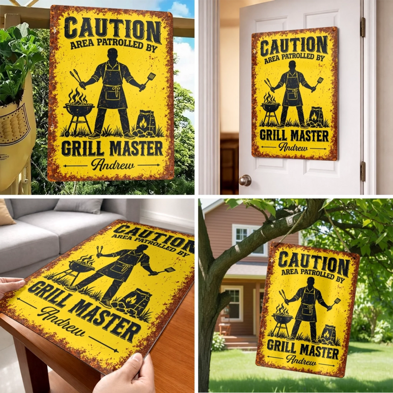 Custom Grill Master BBQ Decor - Personalized Metal Sign