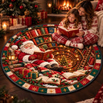 Custom Santa Christmas Decor - Personalized Quilted Round Mat Gifts For Book Lovers
