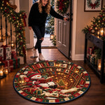 Custom Santa Christmas Decor - Personalized Quilted Round Mat Gifts For Book Lovers