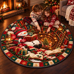 Custom Santa Christmas Decor - Personalized Quilted Round Mat Gifts For Book Lovers