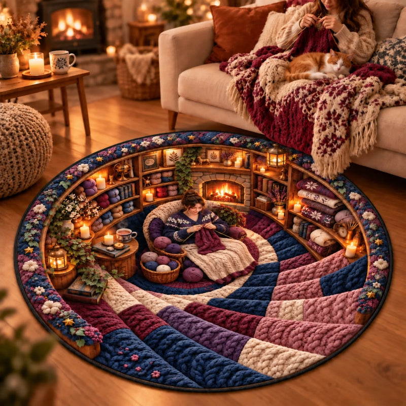 Custom Crochet Christmas Home Decor Gifts For Crocheters - Personalized Quilted Round Mat